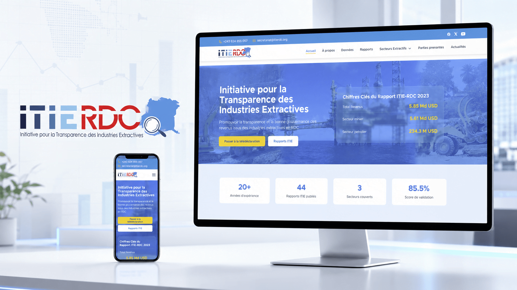 Illustration de la réalisation : Refonte du site web de l’ITIE-RDC
